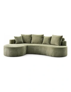 Sarantino Nuvola 2.65m Curved Cloud Sofa with Chaise Green Chenille Sectional Couch Lounge in a Box