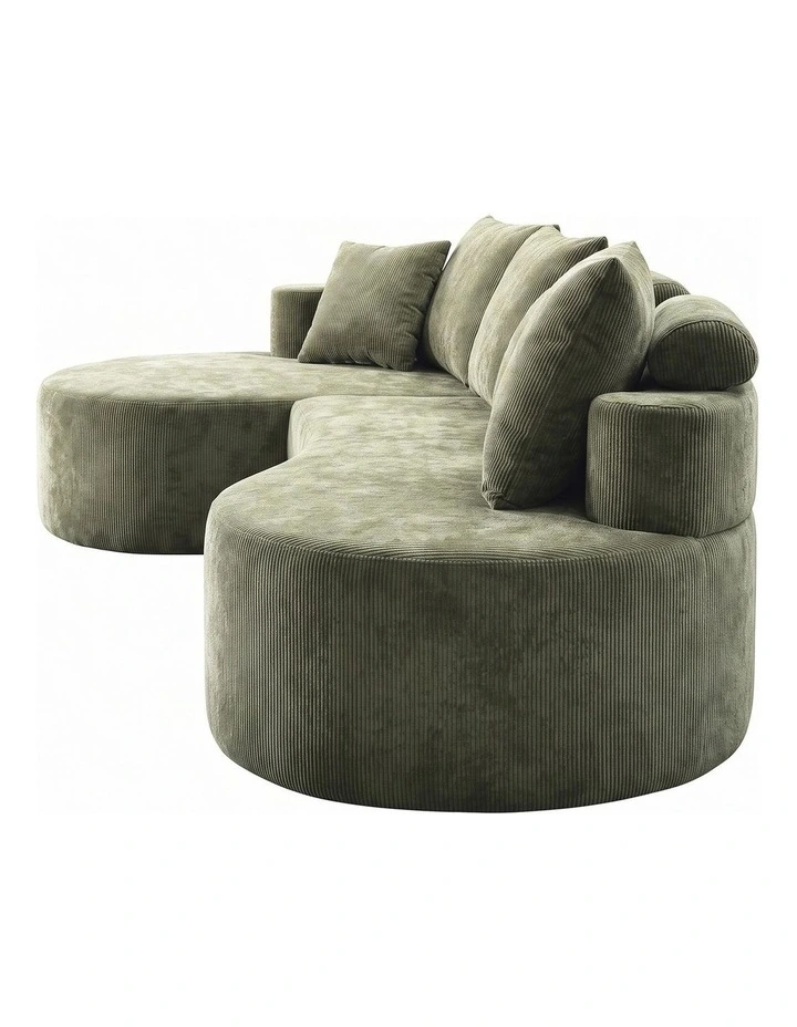 Sarantino Nuvola 2.65m Curved Cloud Sofa with Chaise Green Chenille Sectional Couch Lounge in a Box image 3