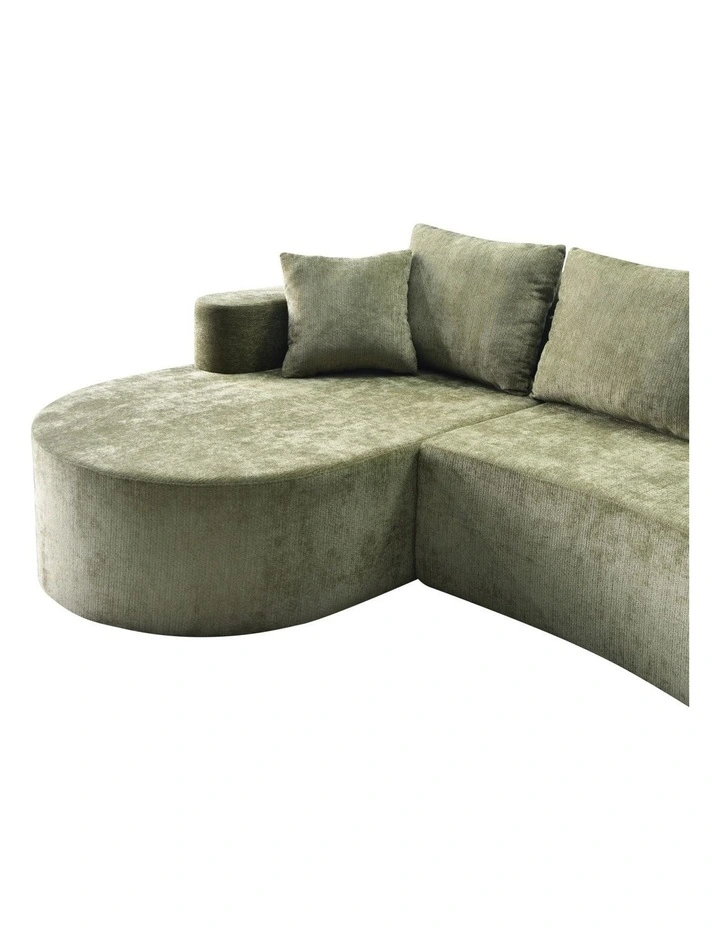 Sarantino Nuvola 2.65m Curved Cloud Sofa with Chaise Green Chenille Sectional Couch Lounge in a Box image 5