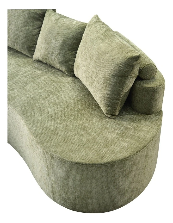 Sarantino Nuvola 2.65m Curved Cloud Sofa with Chaise Green Chenille Sectional Couch Lounge in a Box image 6