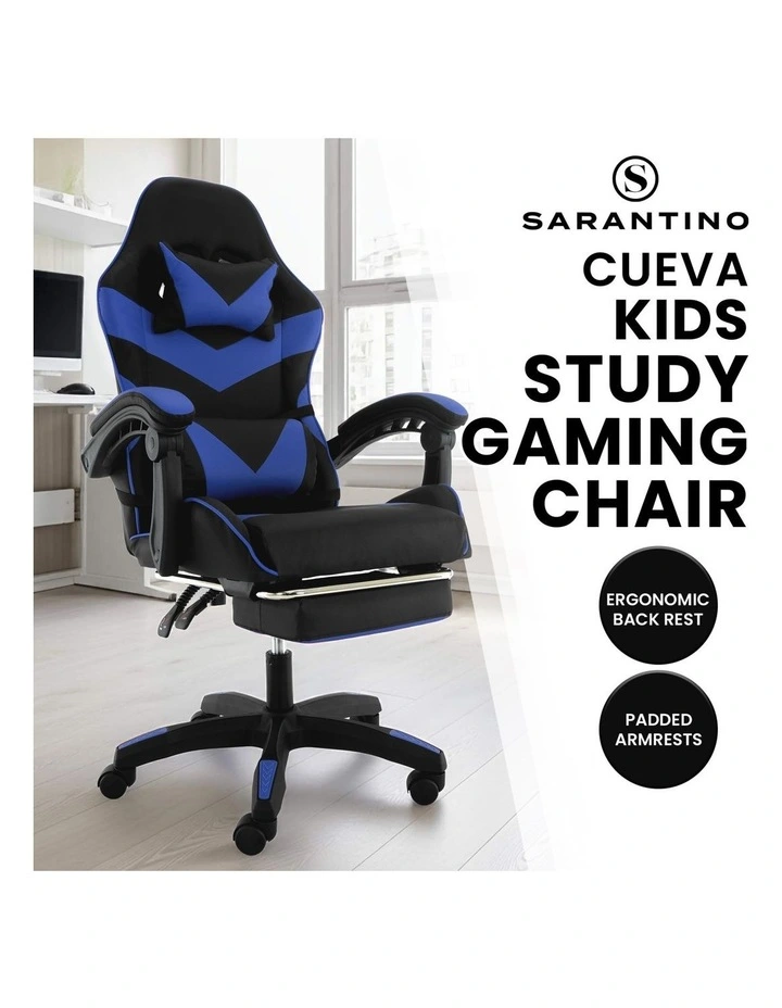Sarantino Cueva Reclining High Back Office Gaming Chair Seat Retractable Footrest Office Computer image 4