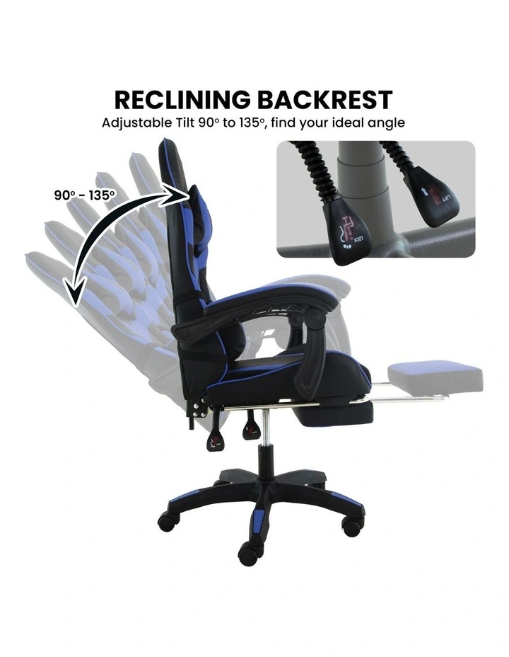 Sarantino Cueva Reclining High Back Office Gaming Chair Seat Retractable Footrest Office Computer image 6