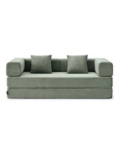 Sarantino Lume 1.9m Convertible Sofa Bed Green Corduroy Folding Foam Couch Double Floor Daybed