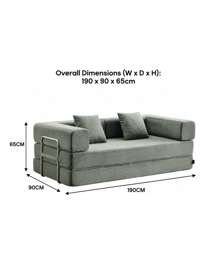 Sarantino Lume 1.9m Convertible Sofa Bed Green Corduroy Folding Foam Couch Double Floor Daybed image 3