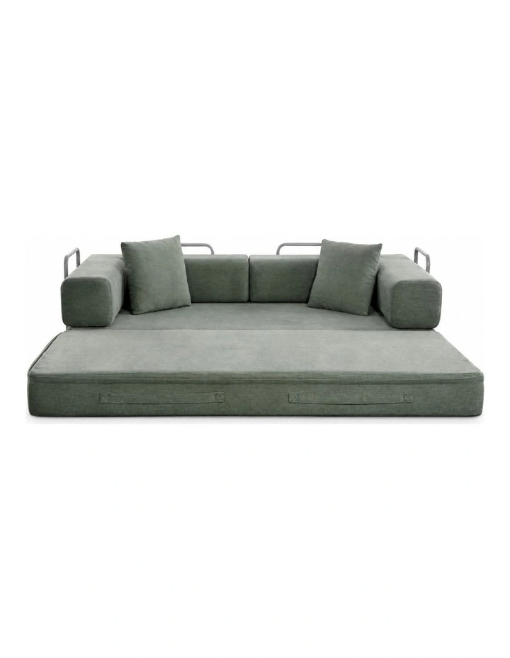 Sarantino Lume 1.9m Convertible Sofa Bed Green Corduroy Folding Foam Couch Double Floor Daybed image 6