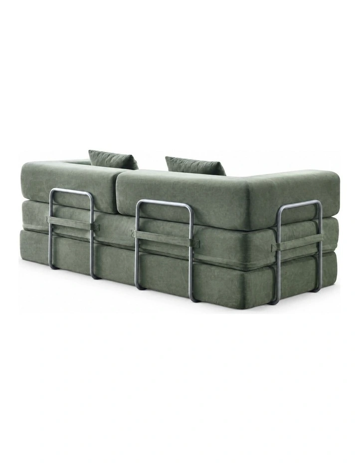 Sarantino Lume 1.9m Convertible Sofa Bed Green Corduroy Folding Foam Couch Double Floor Daybed image 7
