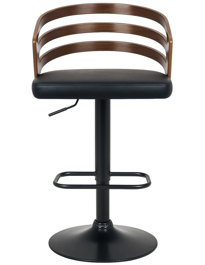 Sarantino Set of 3 Bentwood Walnut Barstool Leather Seat and Metal Base image 2