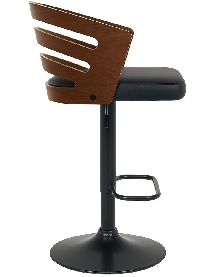 Sarantino Set of 3 Bentwood Walnut Barstool Leather Seat and Metal Base image 4