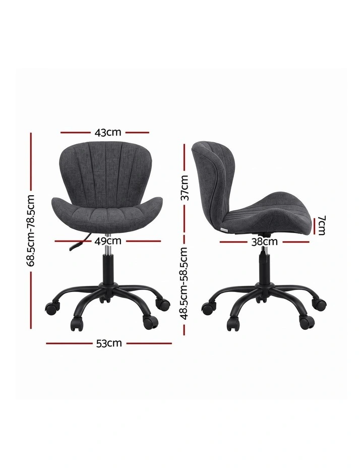 Artiss Ergonomic Office Chair Armless Height Adjustable Computer Desk Chair Fabric Dark Grey image 2