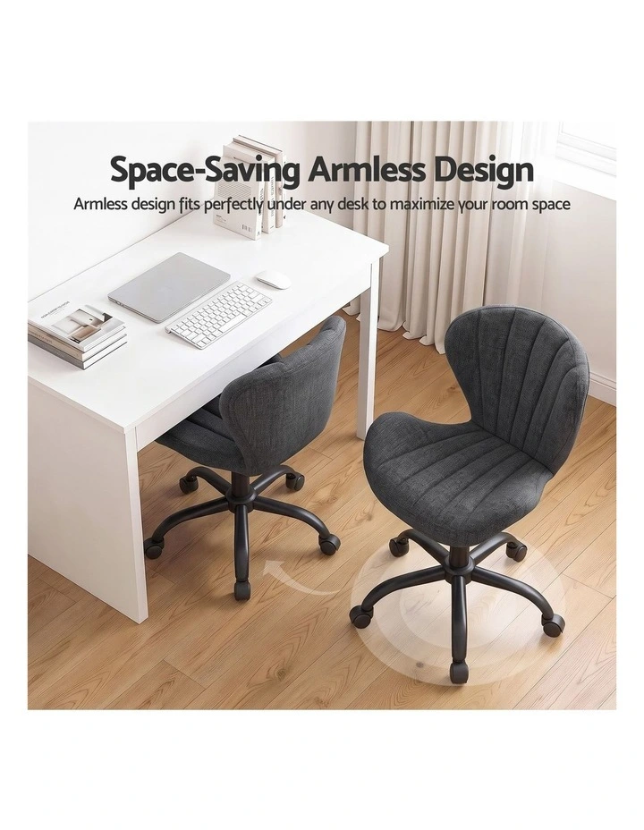 Artiss Ergonomic Office Chair Armless Height Adjustable Computer Desk Chair Fabric Dark Grey image 4