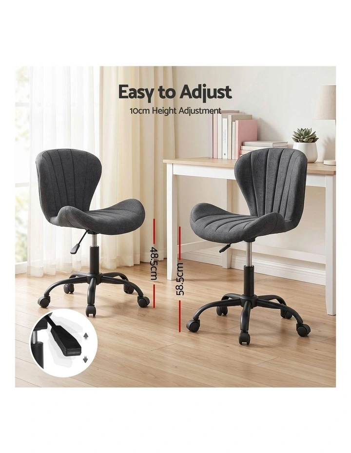 Artiss Ergonomic Office Chair Armless Height Adjustable Computer Desk Chair Fabric Dark Grey image 5