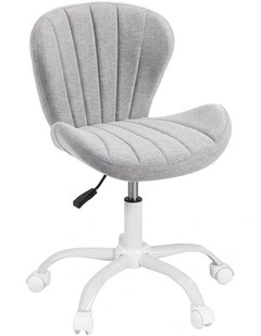 Artiss Ergonomic Office Chair Armless Height Adjustable Computer Desk Chair Fabric Light Grey