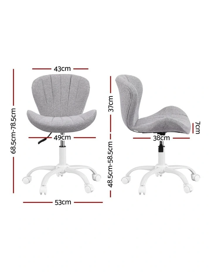 Artiss Ergonomic Office Chair Armless Height Adjustable Computer Desk Chair Fabric Light Grey image 2