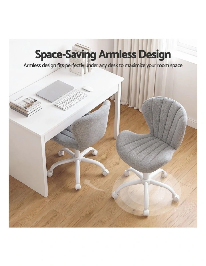 Artiss Ergonomic Office Chair Armless Height Adjustable Computer Desk Chair Fabric Light Grey image 4