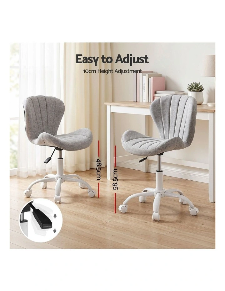 Artiss Ergonomic Office Chair Armless Height Adjustable Computer Desk Chair Fabric Light Grey image 5