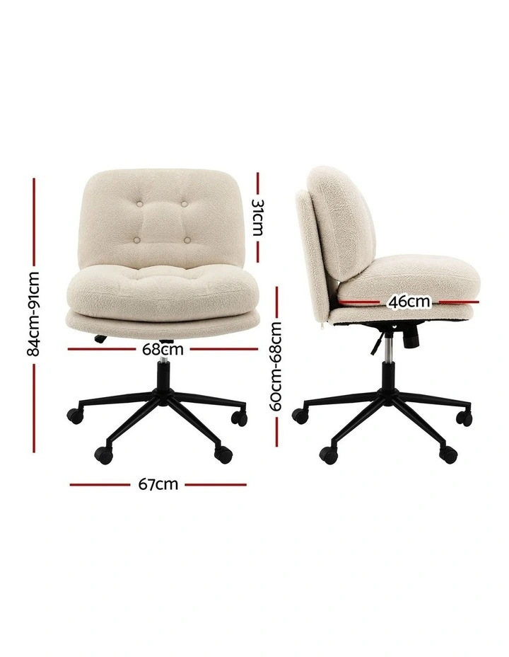 Artiss Criss Cross Office Chair Wide Seat Desk Chair Boucl Fabric Vanity Chair Comfy, Beige image 2