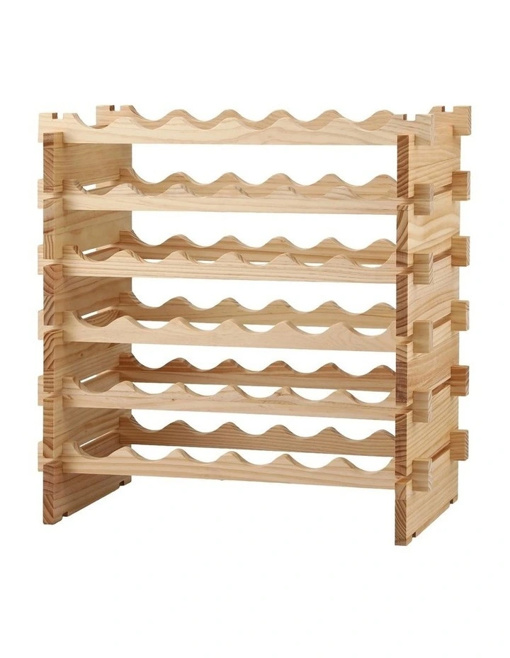 Artiss 36-Bottle Wooden Wine Rack 6-Tier Modular Storage Stand Pine Wood Natural** image 1