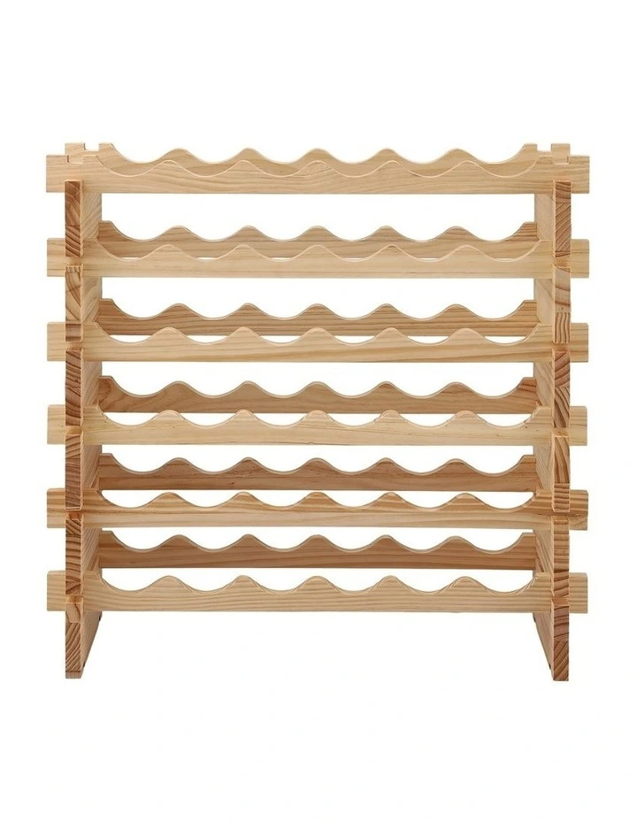 Artiss 36-Bottle Wooden Wine Rack 6-Tier Modular Storage Stand Pine Wood Natural** image 3
