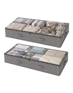 Artiss Under Bed Storage Containers X2 90L Boxes Organiser Clear Top Fabric Grey