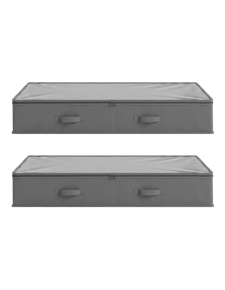 Artiss Under Bed Storage Containers X2 90L Boxes Organiser Clear Top Fabric Grey image 3