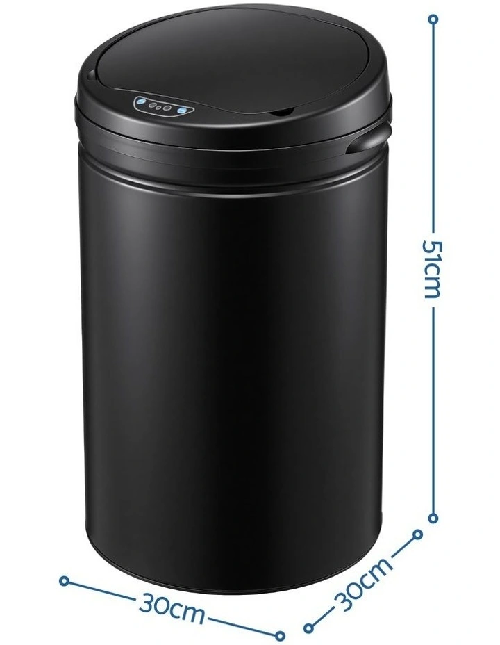 Devanti 30L Sensor Bin Automatic Touchless Trash Can Garbage Rubbish Black image 2