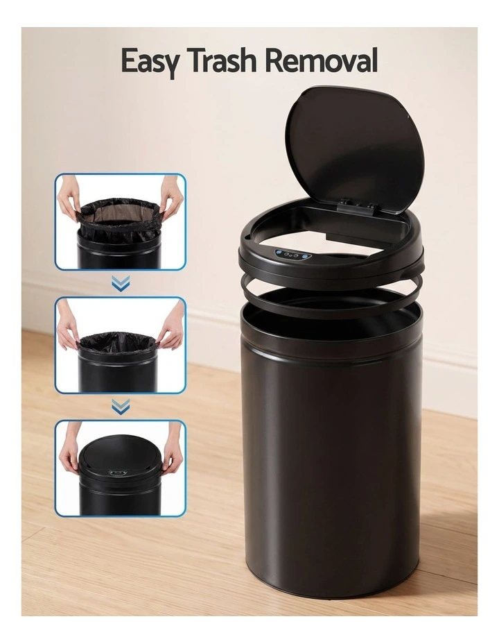 Devanti 30L Sensor Bin Automatic Touchless Trash Can Garbage Rubbish Black image 5