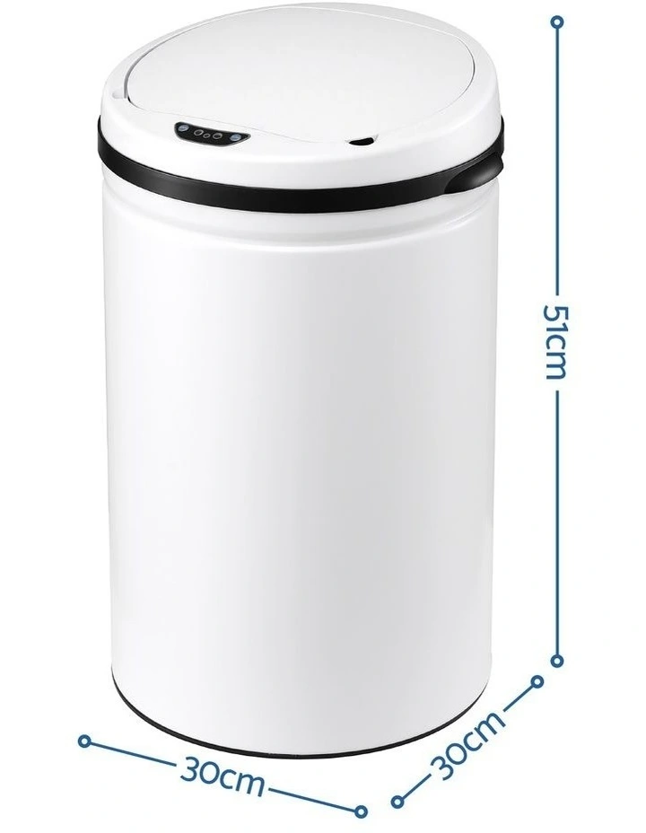 Devanti 30L Sensor Bin Automatic Touchless Trash Can Garbage Rubbish White image 2