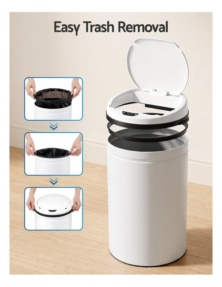 Devanti 30L Sensor Bin Automatic Touchless Trash Can Garbage Rubbish White image 5