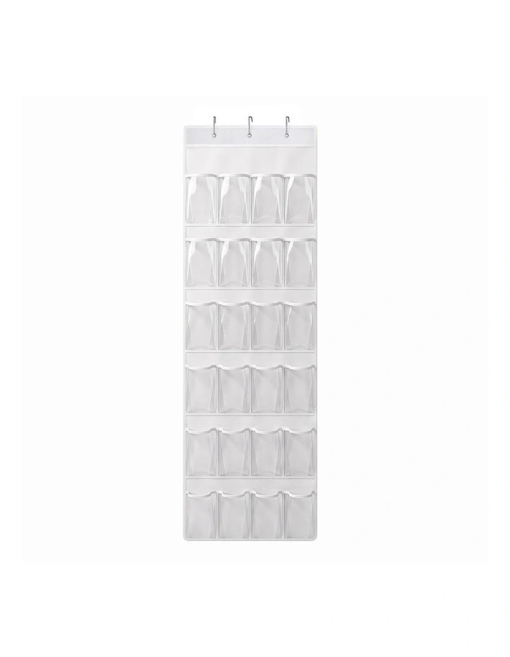 Artiss Over Door Shoe Organiser Storage 6-Tier Pantry Hanger 24 Pockets White image 3