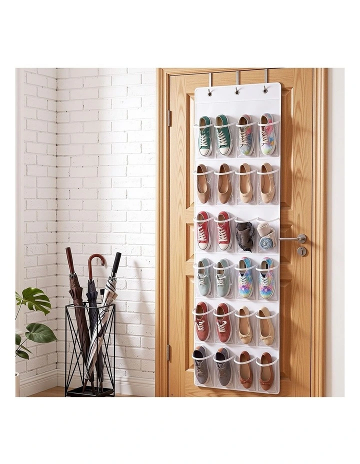 Artiss Over Door Shoe Organiser Storage 6-Tier Pantry Hanger 24 Pockets White image 6