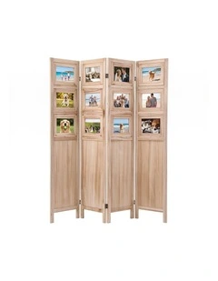 Artiss 4-Panel Folding Room Divider Privacy Screen Photo Display Solid Wood Natural