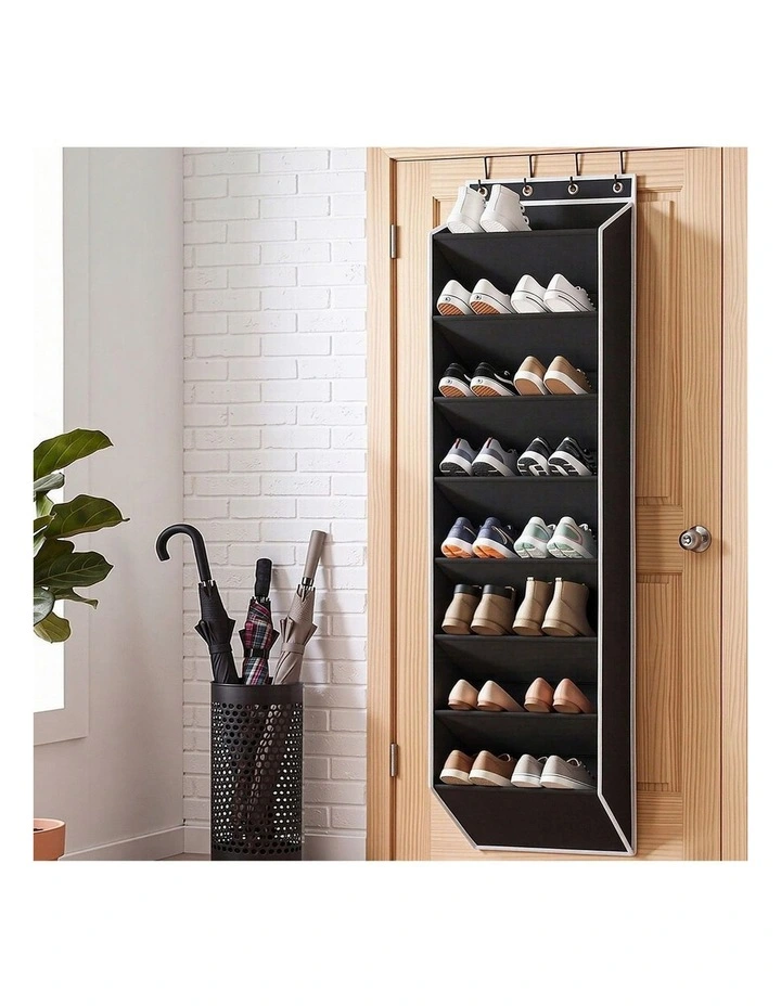 Artiss Over Door Shoe Organiser Storage 8-Tier Pantry Hanger Rack Fabric Black image 6