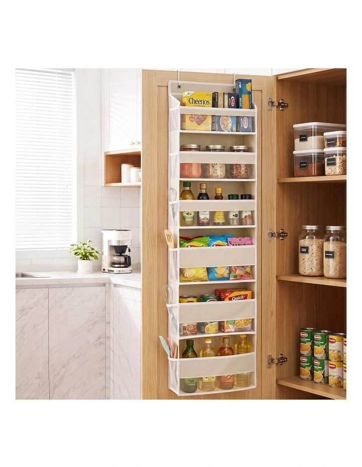 Artiss Over Door Storage Hanger Pantry 6-Tier 12 Pockets Fabric Organiser Beige image 6