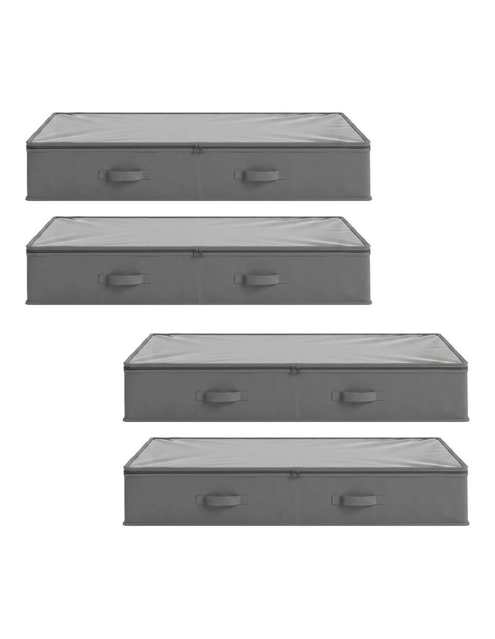 Artiss Under Bed Storage Containers X4 90L Boxes Organiser Clear Top Fabric Grey image 3