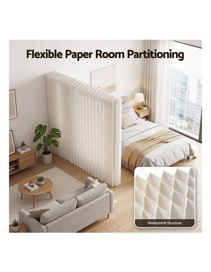 Artiss Paper Room Divider Folding Partition Screen Honeycomb Privacy Screen Freestanding 150cm White image 5