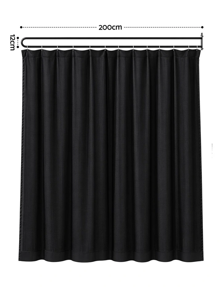 Artiss Room Divider Wall Mounted Hanging Curtain Partition Screen Black 200x220cm image 2