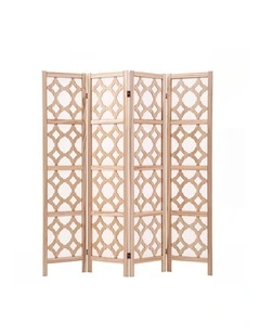 Artiss 4-Panel Folding Room Divider Privacy Screen Geometric Wooden Partition 170cm Natural