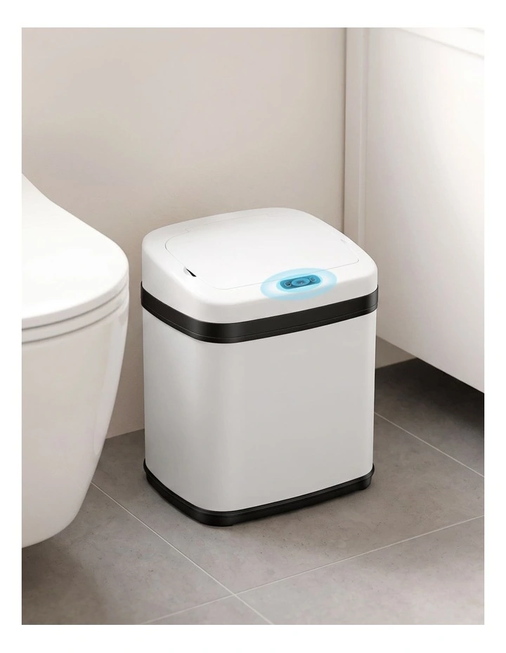 Devanti 15L Motion Sensor Bin Touchless Bins Soft-Close Rubbish Trash Can White image 6