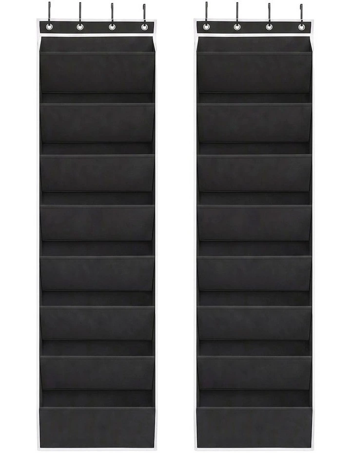 Artiss Over Door Shoe Organiser Storage X2 8-Tier Pantry Hanger Fabric Black image 3