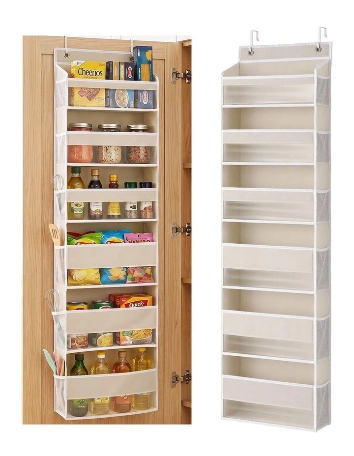 Artiss 2X Over Door Storage Hangers Pantry 6-Tier Organiser Pockets Fabric Beige image 1