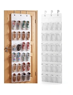 Artiss Over Door Shoe Organiser Storage X2 6-Tier Pantry Hanger 24 Pockets White