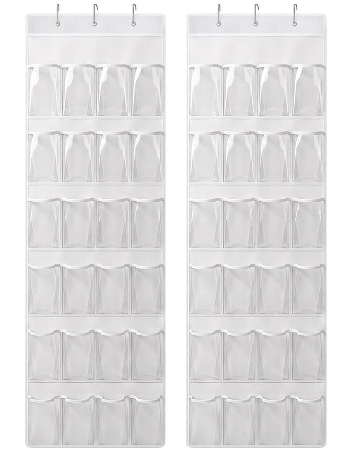 Artiss Over Door Shoe Organiser Storage X2 6-Tier Pantry Hanger 24 Pockets White image 3