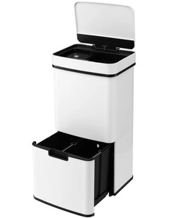 Devanti 72L Sensor Bin Rubbish Bins 4-in-1 Compartment Stainless Steel Trash Can White