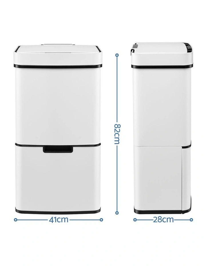 Devanti 72L Sensor Bin Rubbish Bins 4-in-1 Compartment Stainless Steel Trash Can White image 2