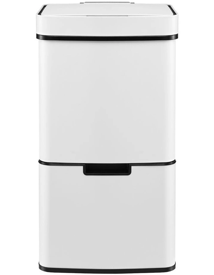 Devanti 72L Sensor Bin Rubbish Bins 4-in-1 Compartment Stainless Steel Trash Can White image 3