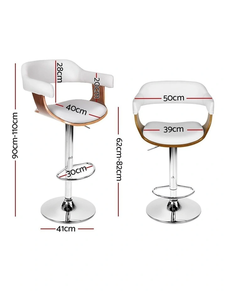 Artiss Bar Stools X3 Kitchen Counter Chair Gas Lift Swivel PU Selina White image 2