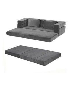 Artiss 3-in-1 Convertible Sofa Bed with Folding Mattress Velvet Foam Chair 300KG