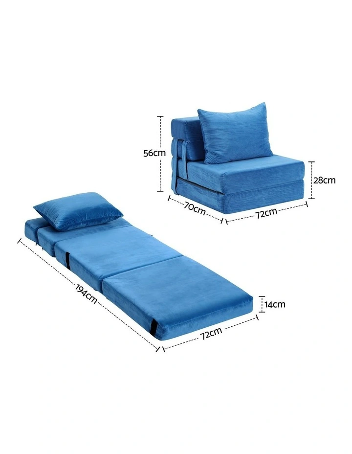 Artiss 2 Pack Folding Sofa Bed Armless Lounger Foam Floor Sofas Futons Couches image 2