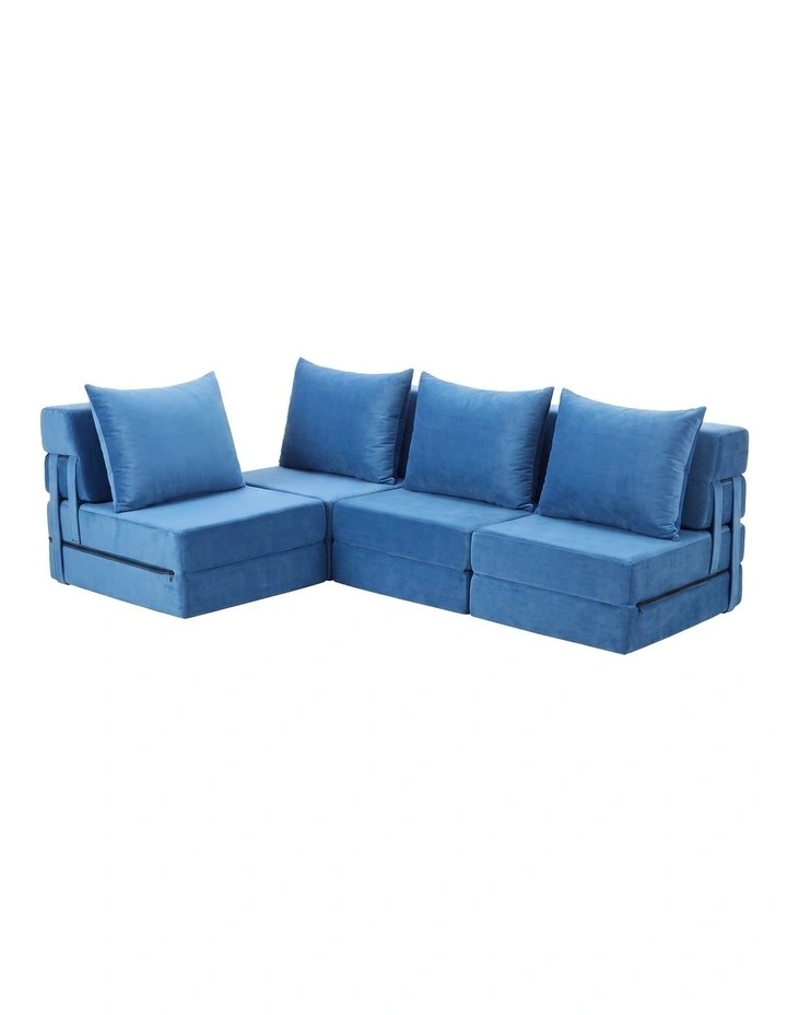 Artiss 4 Pack Folding Sofa Bed L-Shaped Modular Floor Sofas Foam Futons Couches image 1