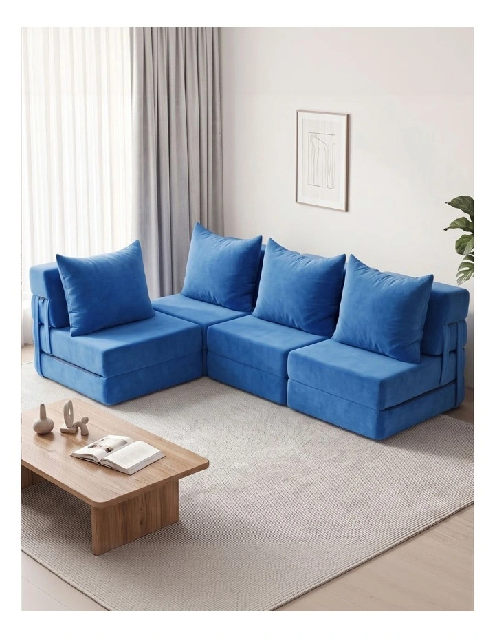 Artiss 4 Pack Folding Sofa Bed L-Shaped Modular Floor Sofas Foam Futons Couches image 6